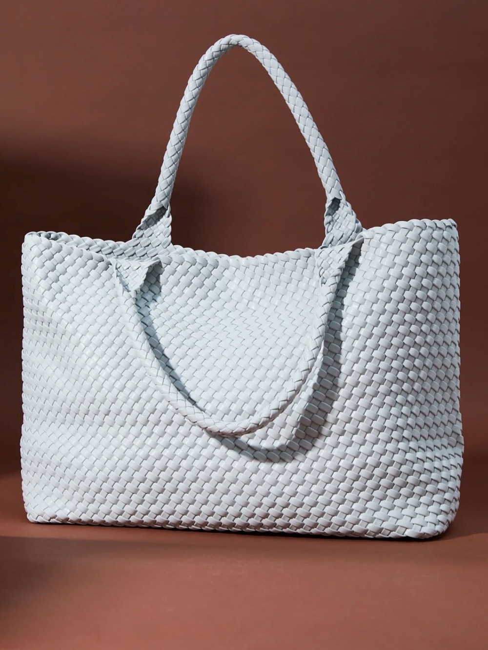 Altar'd State Ice Blue Large Woven Tote Bag - Picture 2 of 3